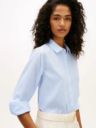 Camisa de crepe às riscas