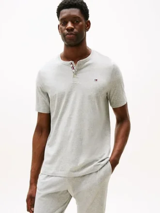 Camisa de dormir Henley em jersey camurçado Camisa de dormir Henley em jersey camurçado