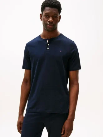 Camisa de dormir Henley em jersey camurçado Camisa de dormir Henley em jersey camurçado