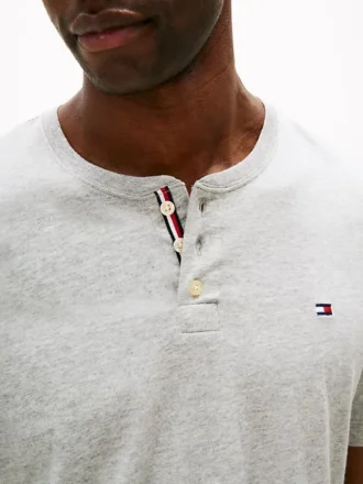 Camisa de dormir Henley em jersey camurçado Camisa de dormir Henley em jersey camurçado