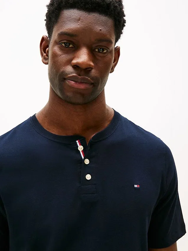 Camisa de dormir Henley em jersey camurçado Camisa de dormir Henley em jersey camurçado