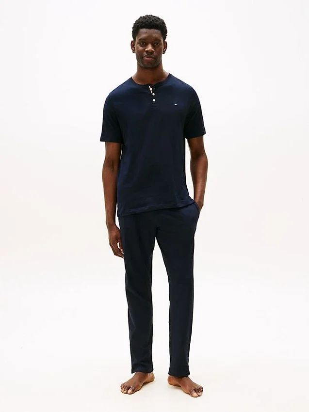 Camisa de dormir Henley em jersey camurçado Camisa de dormir Henley em jersey camurçado