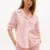 Camisa de dormir às riscas em seersucker Camisa de dormir às riscas em seersucker