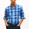 Camisa de ganga com padrão xadrez e corte regular Camisa de ganga com padrão xadrez e corte regular