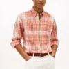 Camisa de ganga com padrão xadrez e corte regular