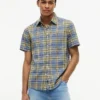 Camisa de ganga com padrão xadrez e corte regular Camisa de ganga com padrão xadrez e corte regular