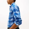 Camisa de ganga com padrão xadrez e corte regular Camisa de ganga com padrão xadrez e corte regular