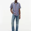 Camisa de ganga com padrão xadrez e corte regular Camisa de ganga com padrão xadrez e corte regular