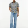 Camisa de ganga com padrão xadrez e corte regular Camisa de ganga com padrão xadrez e corte regular