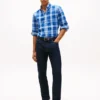 Camisa de ganga com padrão xadrez e corte regular Camisa de ganga com padrão xadrez e corte regular