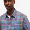 Camisa de ganga com padrão xadrez e corte regular Camisa de ganga com padrão xadrez e corte regular