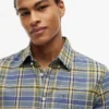 Camisa de ganga com padrão xadrez e corte regular Camisa de ganga com padrão xadrez e corte regular