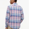 Camisa de ganga com padrão xadrez e corte regular