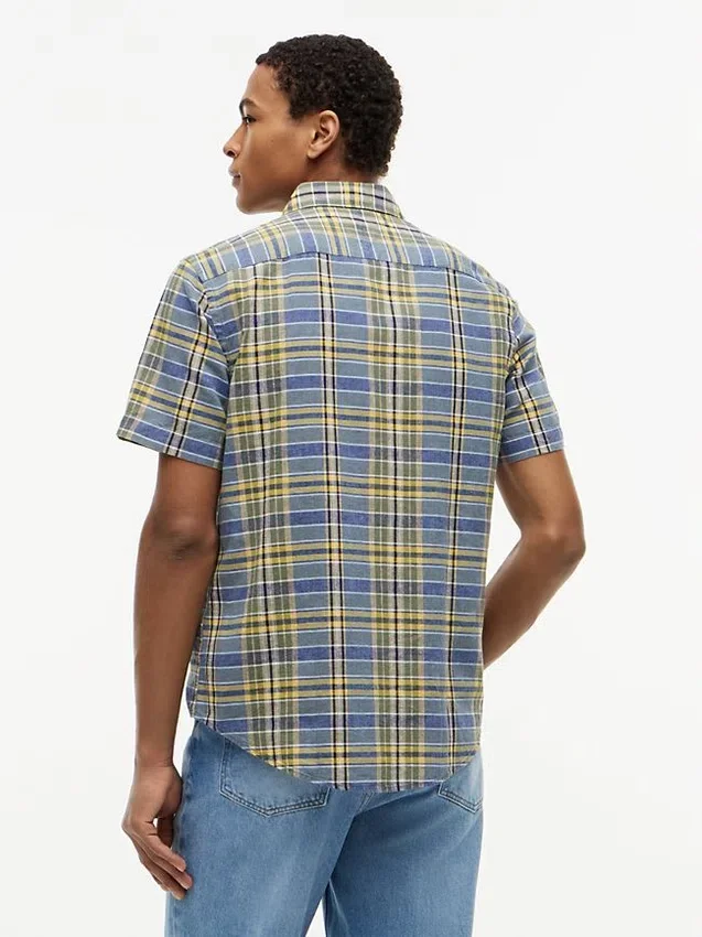 Camisa de ganga com padrão xadrez e corte regular Camisa de ganga com padrão xadrez e corte regular