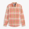Camisa de ganga com padrão xadrez e corte regular