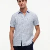 Camisa de linho com corte regular e estampado de veleiros Camisa de linho com corte regular e estampado de veleiros