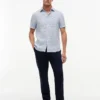 Camisa de linho com corte regular e estampado de veleiros Camisa de linho com corte regular e estampado de veleiros