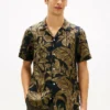 Camisa de linho com estampado tropical Camisa de linho com estampado tropical