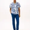Camisa de linho com estampado tropical Camisa de linho com estampado tropical