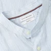 Camisa de linho com gola de banda e corte regular Camisa de linho com gola de banda e corte regular