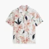 Camisa de linho com padrão floral e corte regular Camisa de linho com padrão floral e corte regular