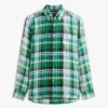 Camisa de linho com padrão Madras de corte regular Camisa de linho com padrão Madras de corte regular