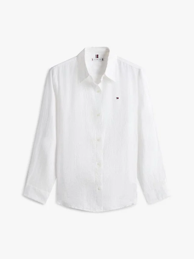 Camisa de linho de manga comprida Camisa de linho de manga comprida