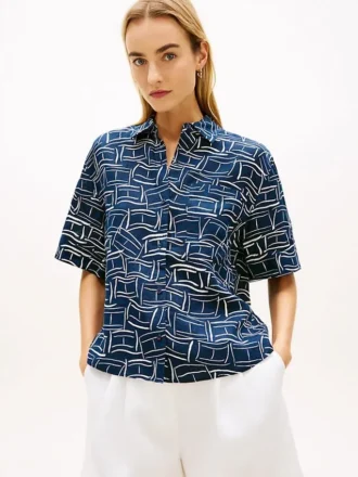 Camisa de linho de manga curta