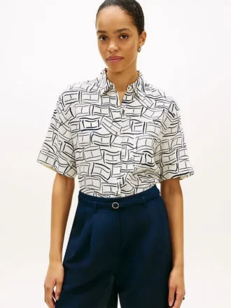 Camisa de linho de manga curta