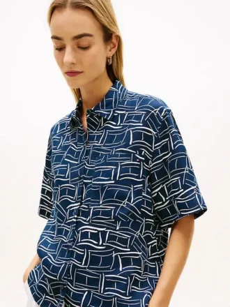 Camisa de linho de manga curta