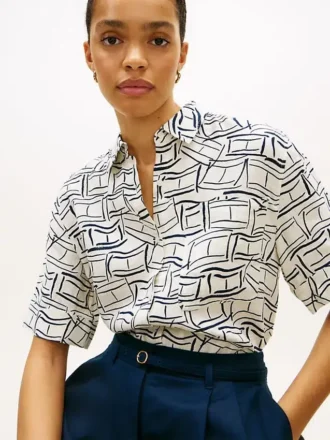 Camisa de linho de manga curta