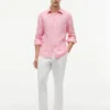 Camisa de linho às riscas com corte regular