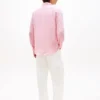Camisa de linho às riscas com corte regular Camisa de linho às riscas com corte regular