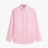 Camisa de linho às riscas com corte regular Camisa de linho às riscas com corte regular