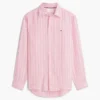 Camisa de linho às riscas com corte regular
