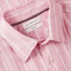 Camisa de linho às riscas com corte regular