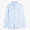 Camisa de linho às riscas de corte regular Camisa de linho às riscas de corte regular