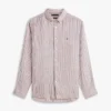 Camisa de linho às riscas de corte regular Camisa de linho às riscas de corte regular