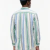 Camisa de mistura de linho com riscas largas