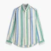 Camisa de mistura de linho com riscas largas