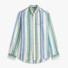 Camisa de mistura de linho com riscas largas