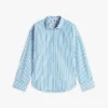 Camisa de popelina às riscas com corte descontraído Camisa de popelina às riscas com corte descontraído