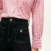 Camisa de popeline às riscas com corte descontraído Camisa de popeline às riscas com corte descontraído