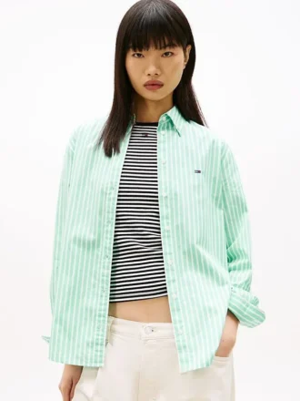Camisa de popeline às riscas Tommy Jeans