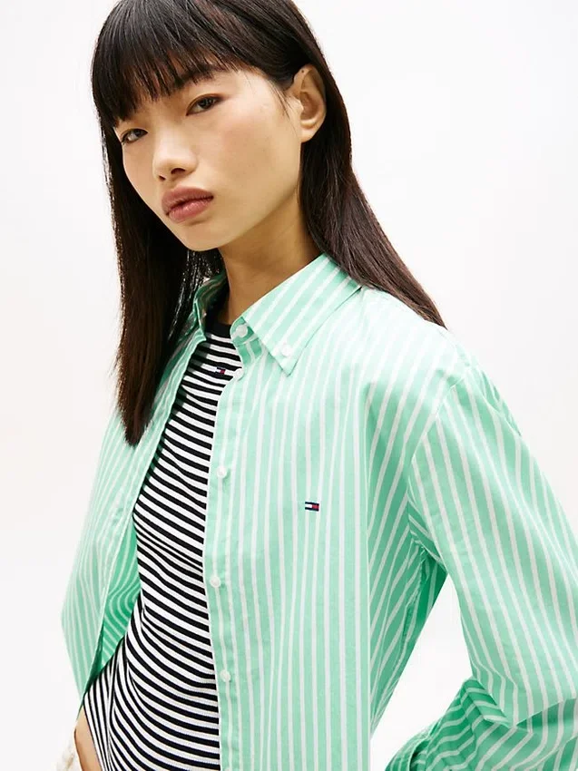Camisa de popeline às riscas Tommy Jeans Camisa de popeline às riscas Tommy Jeans