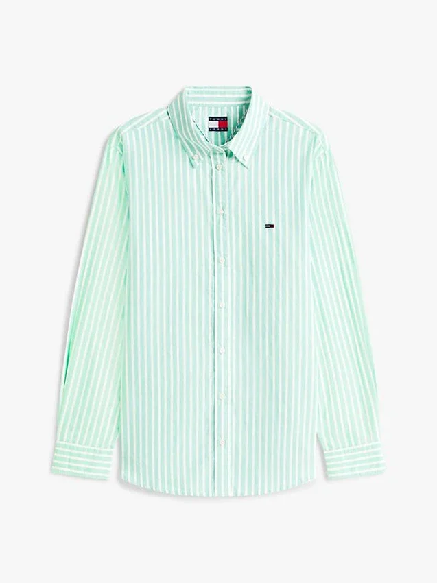 Camisa de popeline às riscas Tommy Jeans Camisa de popeline às riscas Tommy Jeans