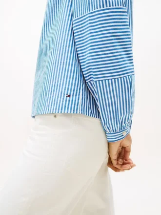 Camisa de popeline sem colarinho