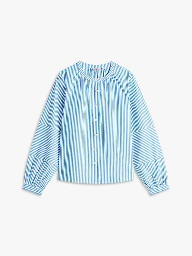 Camisa de popeline sem colarinho Camisa de popeline sem colarinho