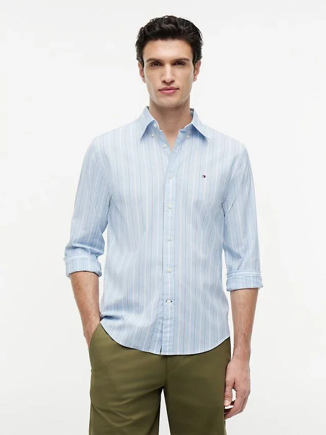 Camisa de riscas para todo o dia com corte regular Camisa de riscas para todo o dia com corte regular