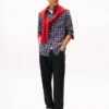Camisa de sarja escovada com padrão xadrez e corte regular Camisa de sarja escovada com padrão xadrez e corte regular